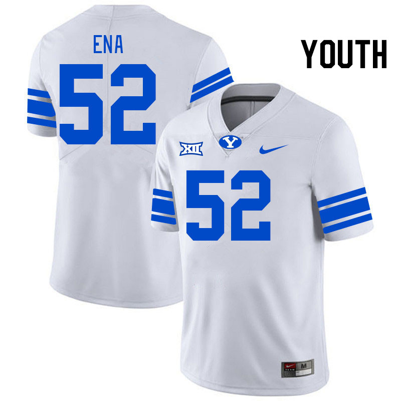 Youth #52 Justice Ena BYU Cougars College Football Jerseys Stitched Sale-White